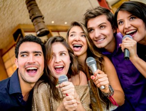 people singin karaoke