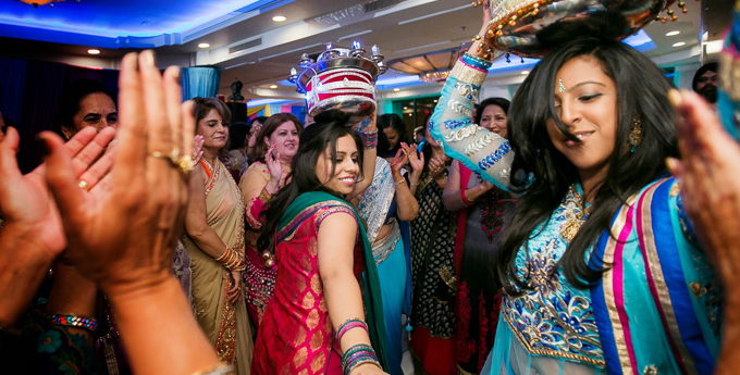 Indian wedding celebration with lots of color.